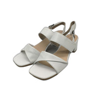 Tamaris Comfort Brushed Leather Heeled Sandals White Ladies Sz EU 41 US 9.5 NEW