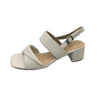 Tamaris Comfort Brushed Leather Heeled Sandals White Ladies Sz EU 41 US 9.5 NEW