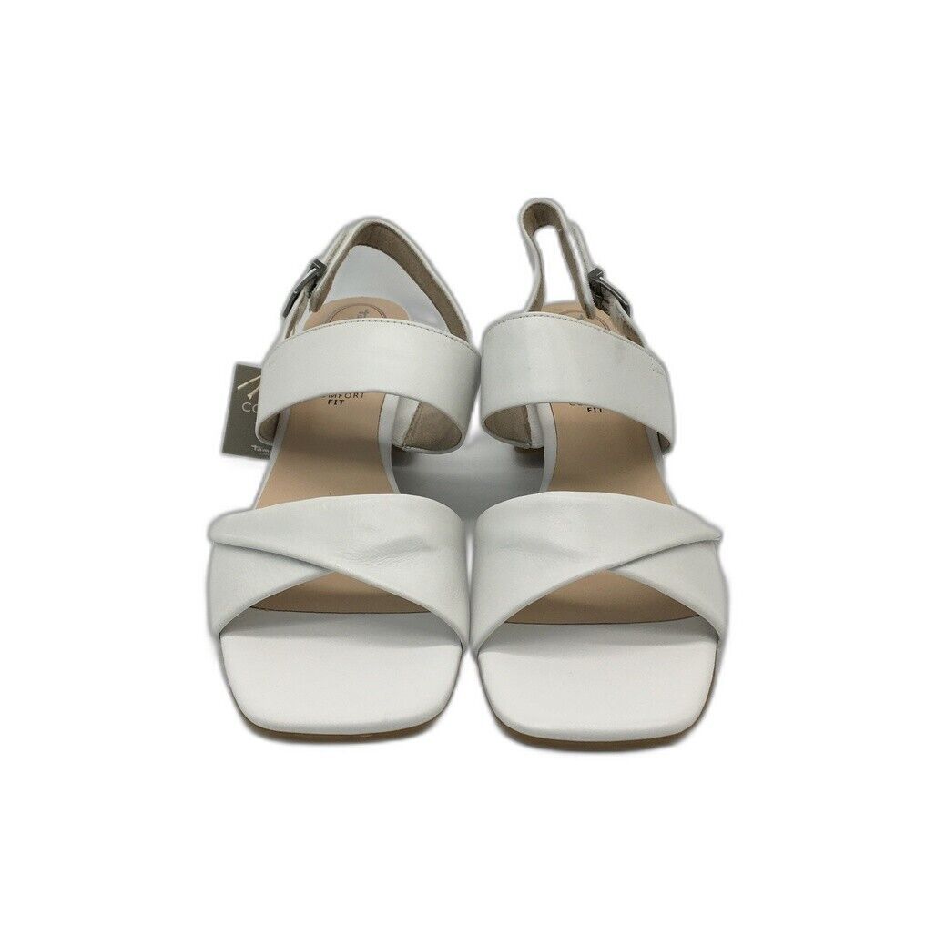 Tamaris Comfort Brushed Leather Heeled Sandals White Ladies Sz EU 41 US 9.5 NEW