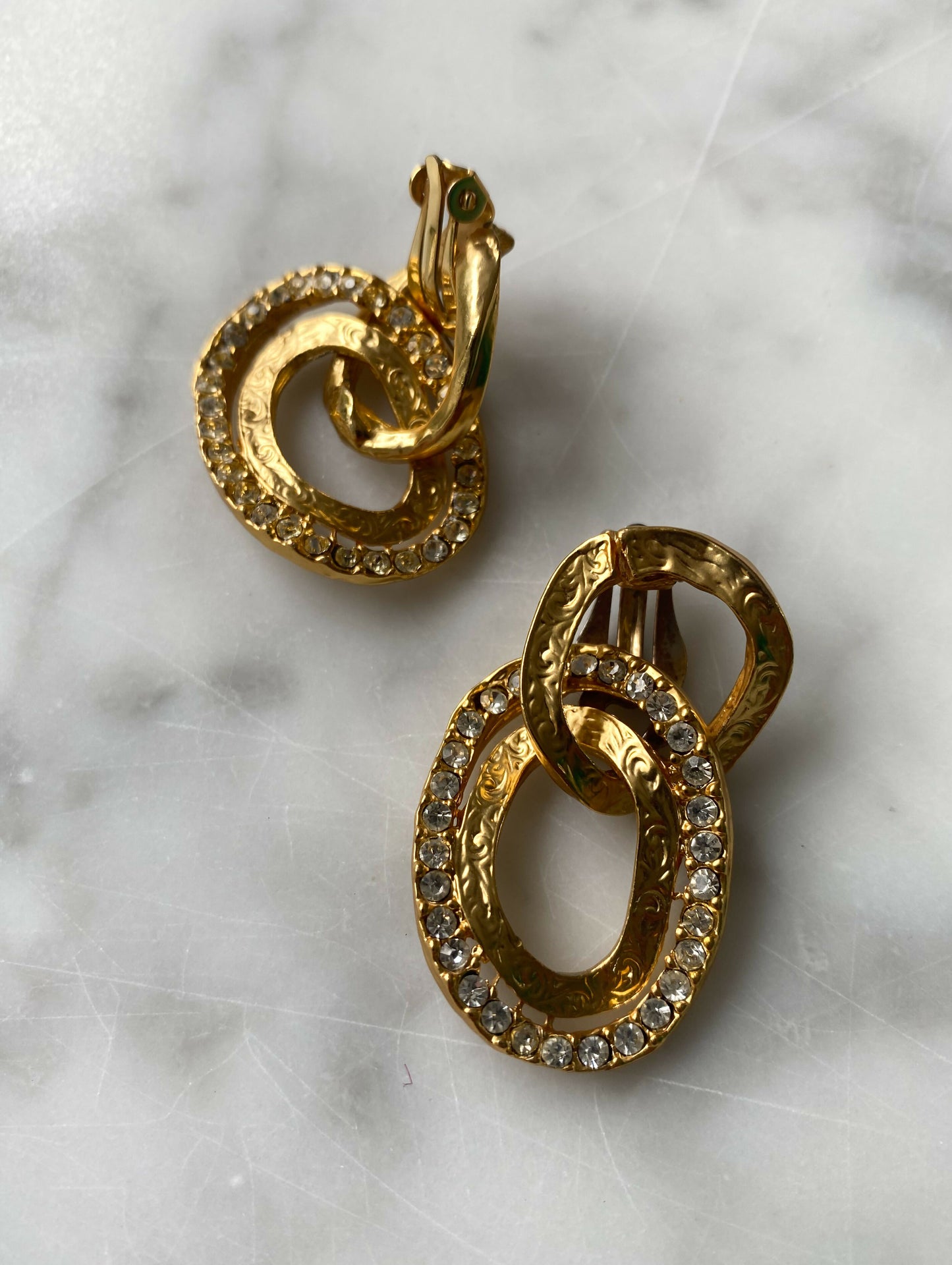 Gold-Tone and Diamante Clip-On Earrings