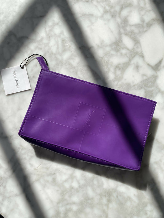 YSL Beaute Purple Faux Patent-Leather Clutch