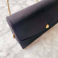 Black Fabric and Faux Pearl Bag