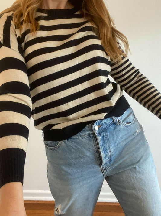 Women's Gorman Size S Navy Striped Pullover