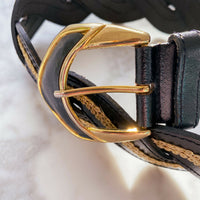 Twisted Black Leather Embellished Belt