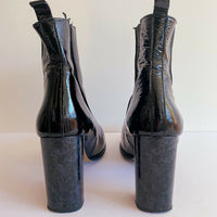 Crosswalk Size 40 Black Patent-Leather Ankle Boots