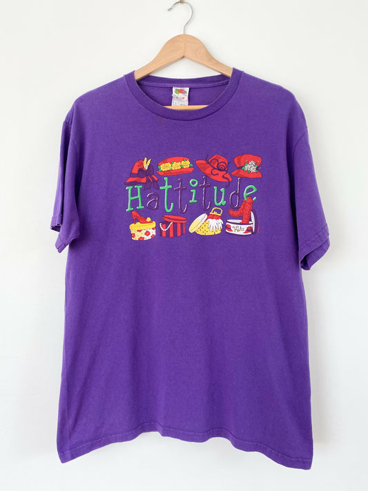 Men's Size L Purple Hattitude Cotton Print T-Shirt