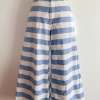 Haikure Size 28 (Small) Striped Cropped Wide-Leg Jeans