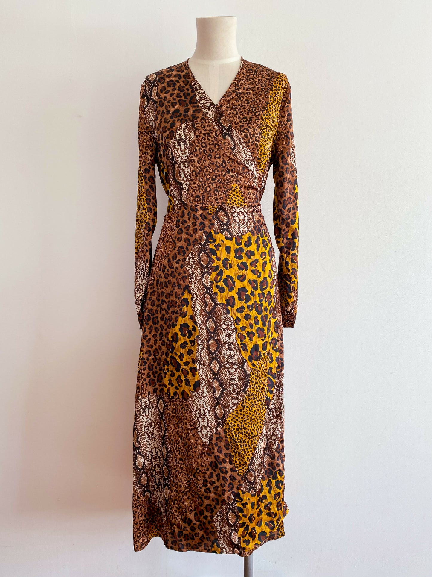 Girls in Mind Size 12 Animal-Print Wrap Dress