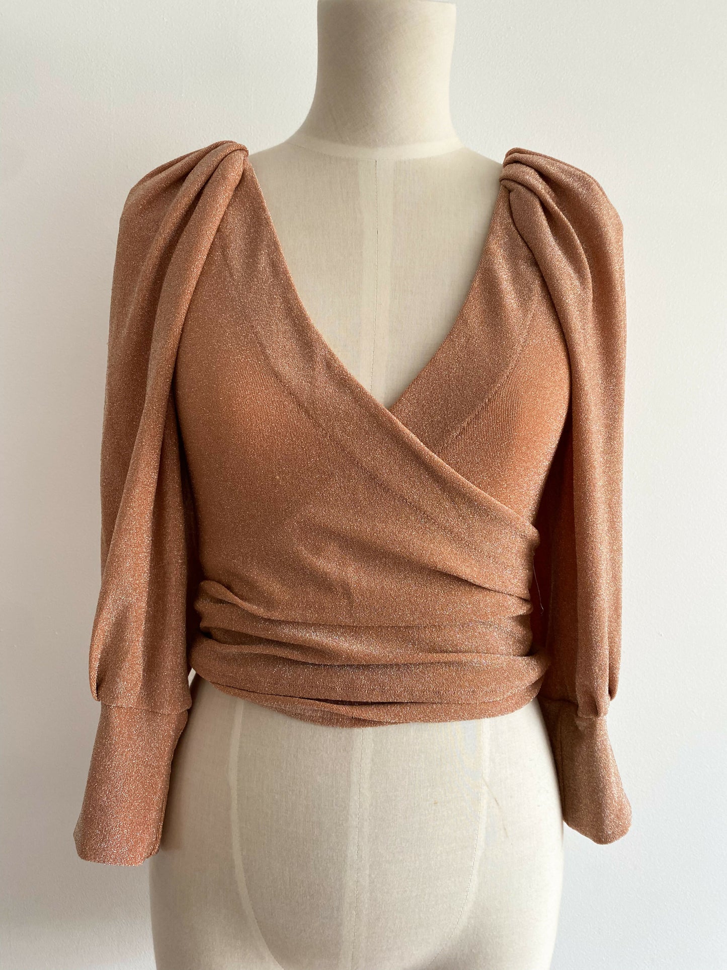 Sheike Size 6 Glittered Cropped Crossover Top