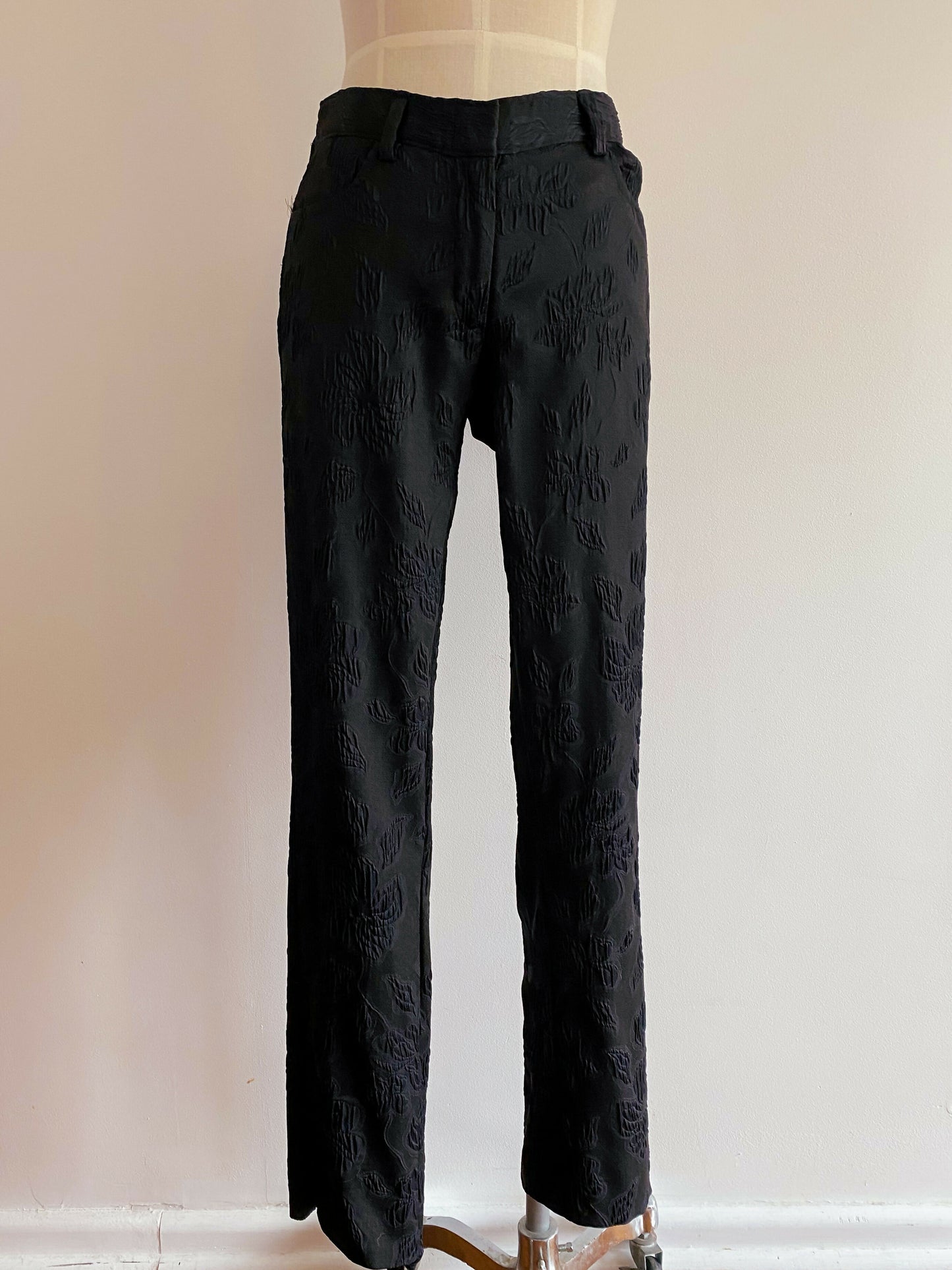 Nico Didonna London Size 3 (AU 10) Black Jacquard Skinny Pants