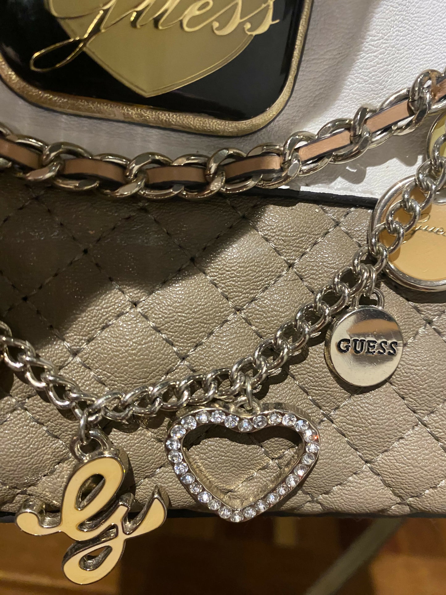 Guess White Handbag with Charms