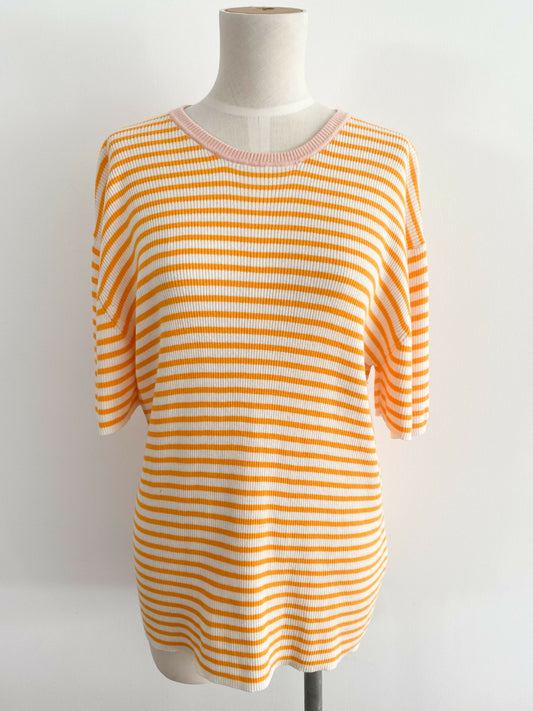 The Upside Size XS Striped Orange Norfolk Lyla Knit T-Shirt