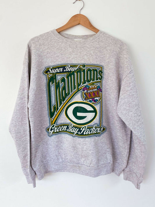 Men's vintage Greenbay Packers Superbowl XXXI Champions Size L Grey Sweatshirt