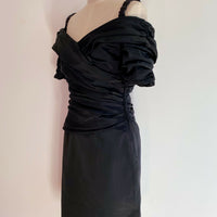 Geoff Bade Melbourne Size 10 Ruched Black Dress