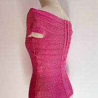 Panelled Off-The-Shoulder Pink Bandage Top