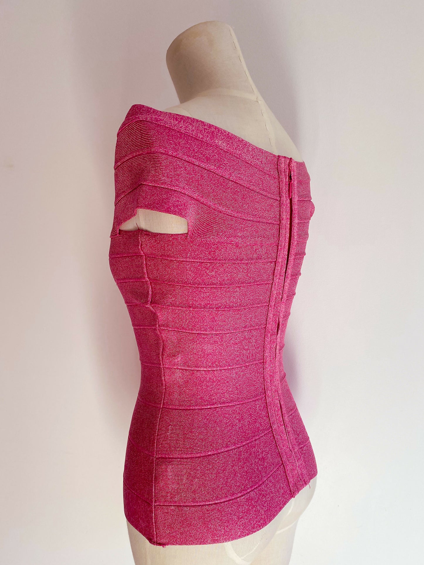 Panelled Off-The-Shoulder Pink Bandage Top