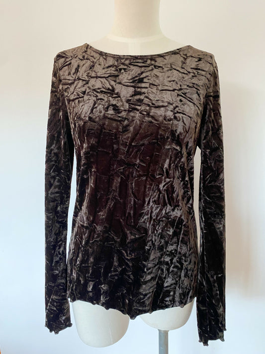 Vintage Simone Turpin Size 8 Brown Crushed Velvet Top
