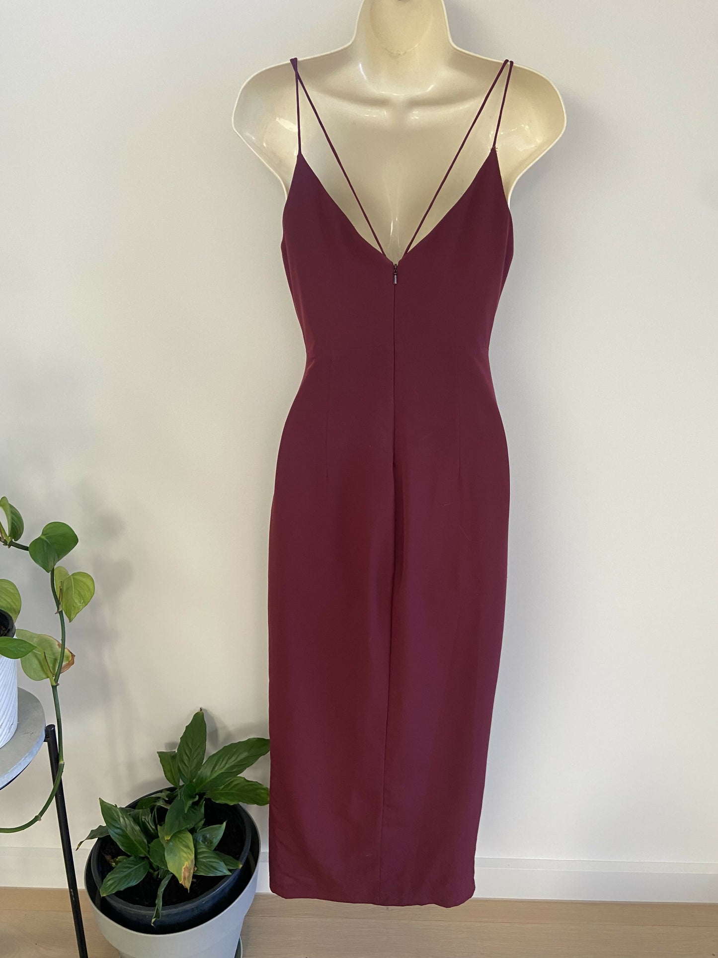 Bardot Size 8 XS Burgundy Red Slip Evening Cocktail Dress With Leg Split