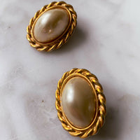 Gold-Tone Faux Pearl Clip-On Earrings