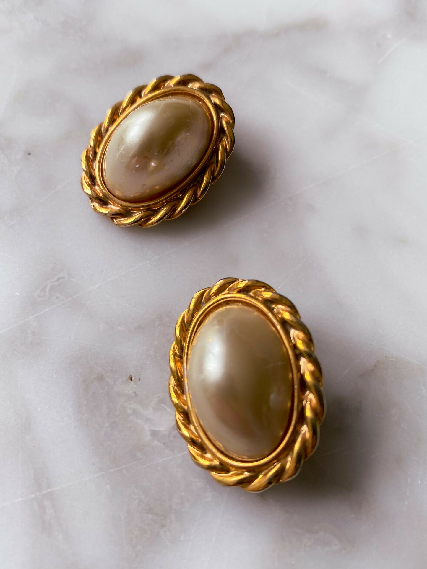 Gold-Tone Faux Pearl Clip-On Earrings