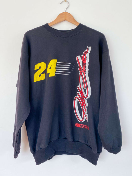 Men's vintage 1997 Jeff Gordon 24 NASCAR size L black logo sweatshirt