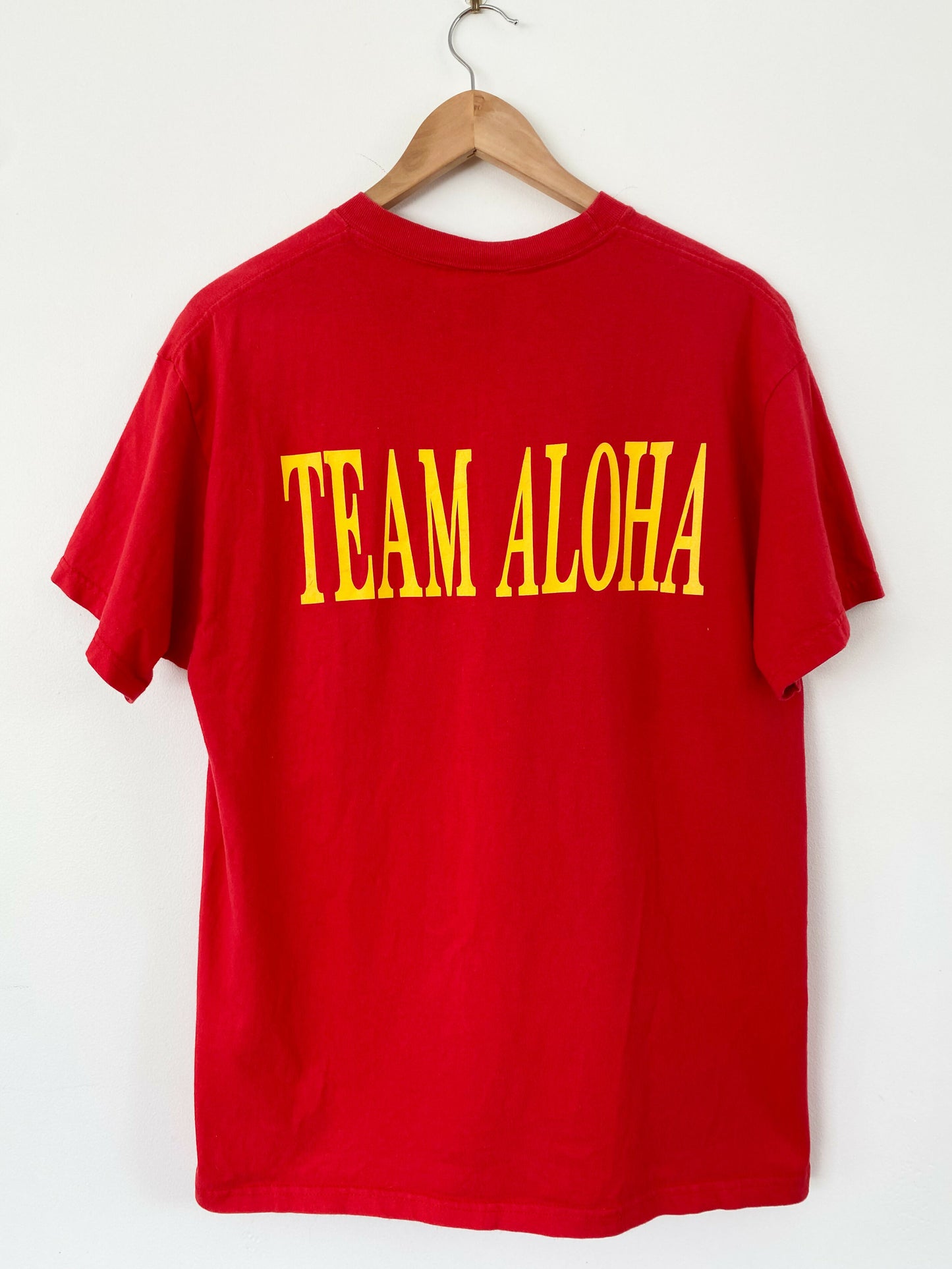 Men's Size L Vintage Team Aloha Red Cotton T-Shirt