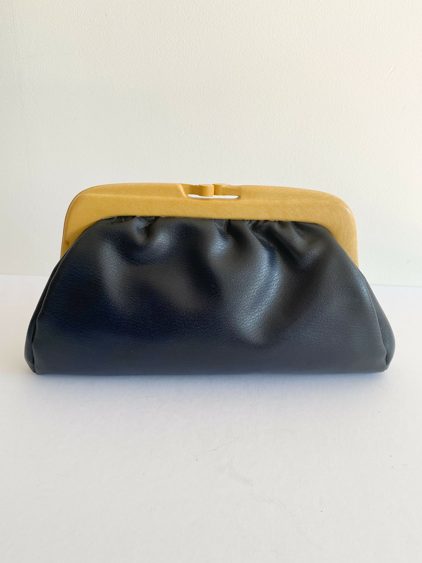 Lanza Navy Faux Leather Clutch