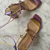 Women's Mollini Maiza Size 39 Rainbow Metallic Leather Heels