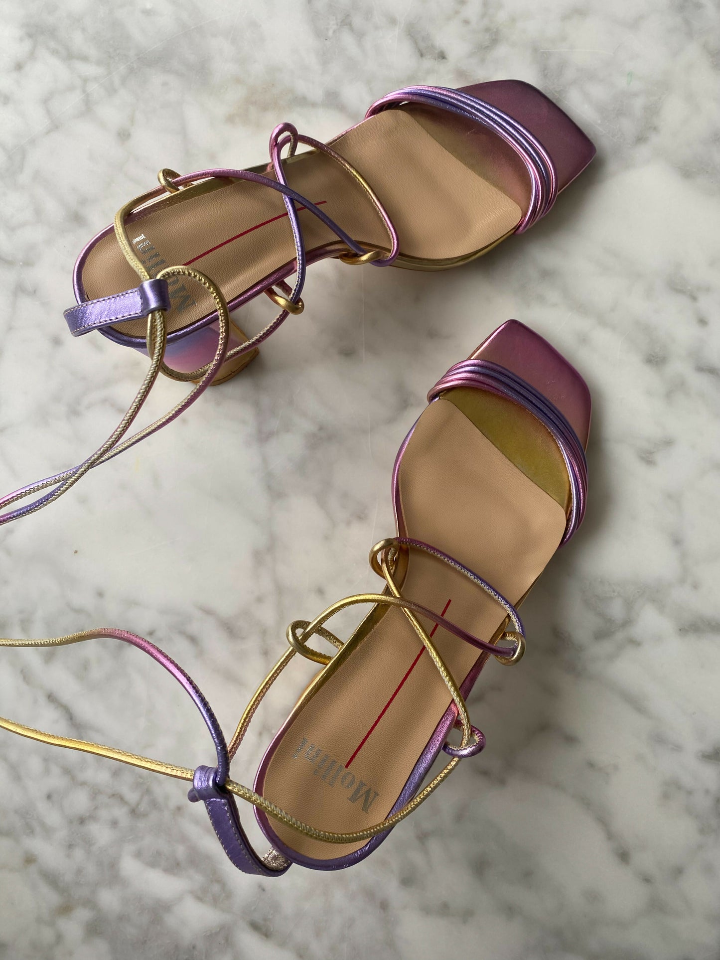 Women's Mollini Maiza Size 39 Rainbow Metallic Leather Heels