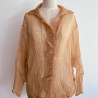 Free Size Crinkled Caramel Crepe Blouse