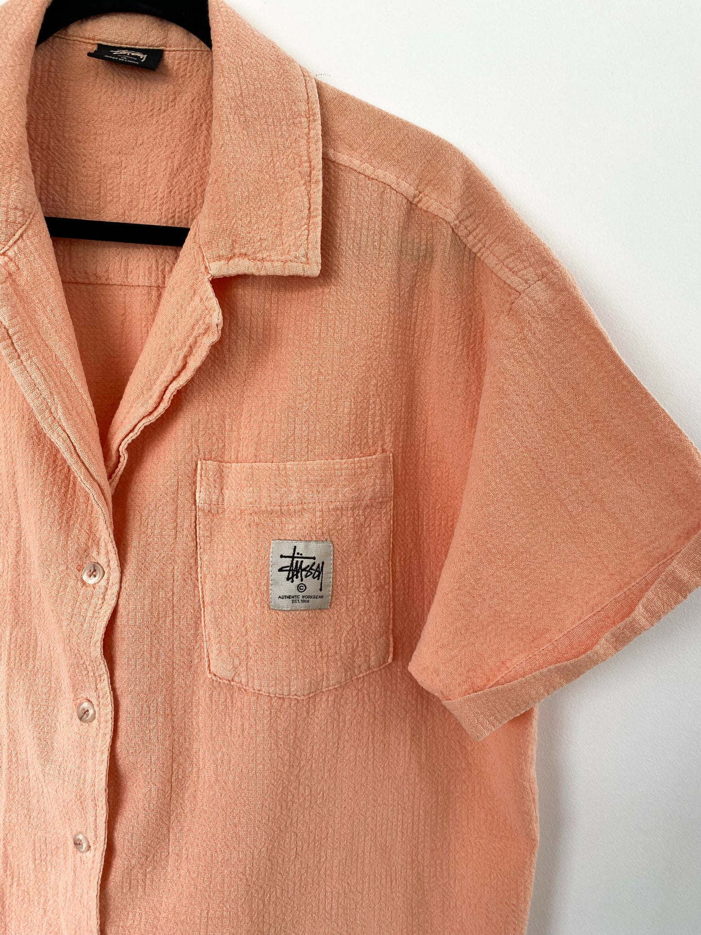 Unisex Stussy Size 10 Orange Cotton Waffel Shirt