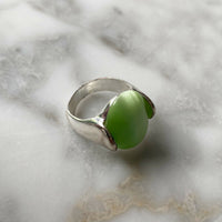 Silver-Tone Green Ring