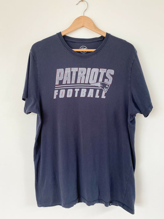 Men's Size L Navy Patriots Football Cotton Print T-Shirt