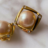 Gold-Tone Faux Pearl and Diamante Clip-On Earrings