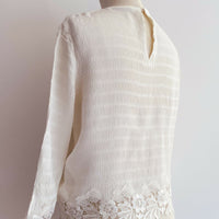 Sandro Paris Size 1 Lace-Trimmed Cream Top