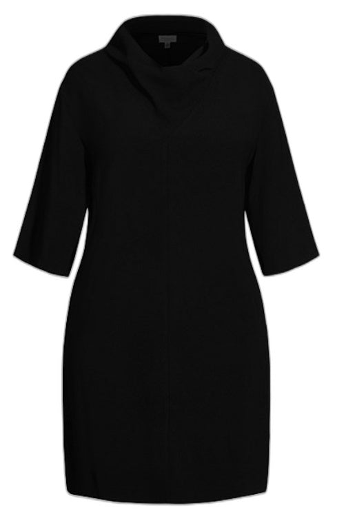 Refinity City Chic Black Cowl Mini Dress W/ Pockets Ladies Size S NEW