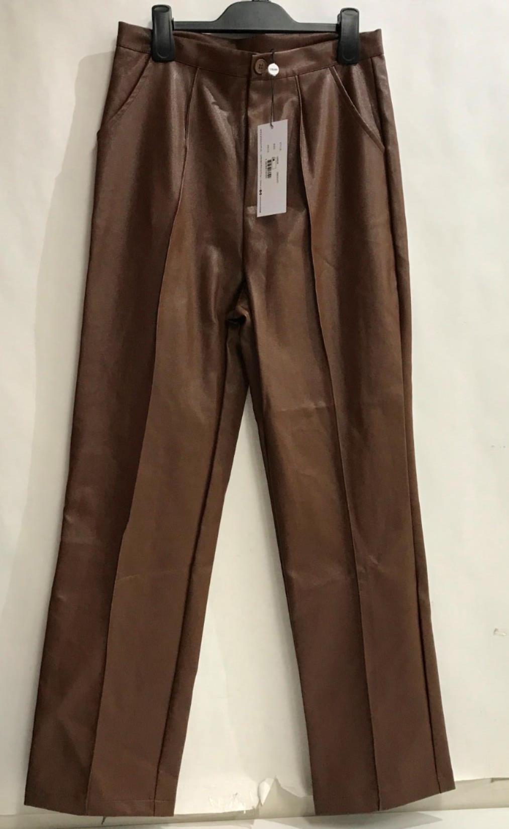 sndys-lennox-leather-look-high-waisted-pants-chocolate-ladies-size-m-new-jy
