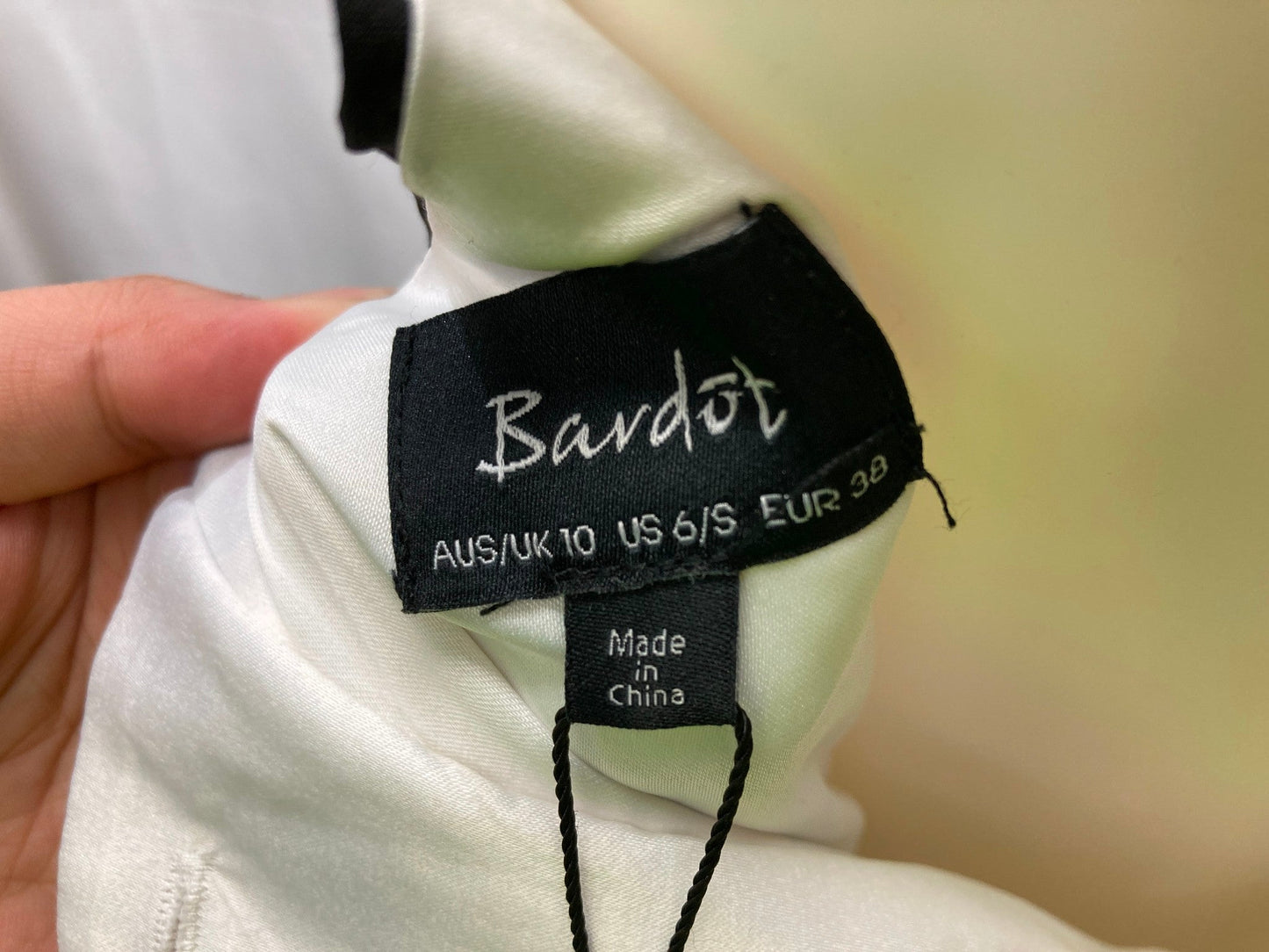 bardot-aubrey-tie-string-dress-white-polka-dot-ladies-sz-10-new