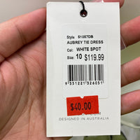 bardot-aubrey-tie-string-dress-white-polka-dot-ladies-sz-10-new