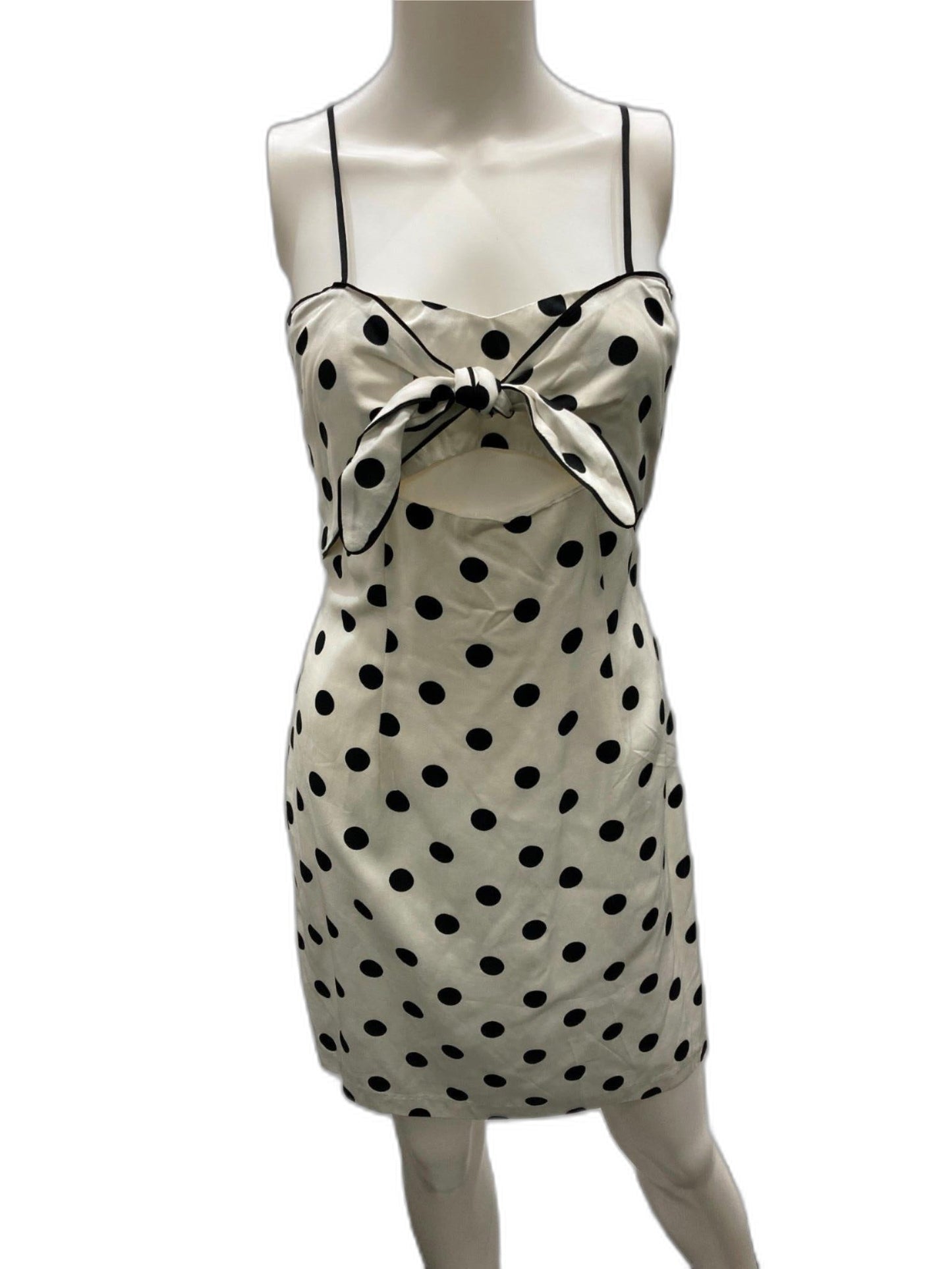 bardot-aubrey-tie-string-dress-white-polka-dot-ladies-sz-10-new