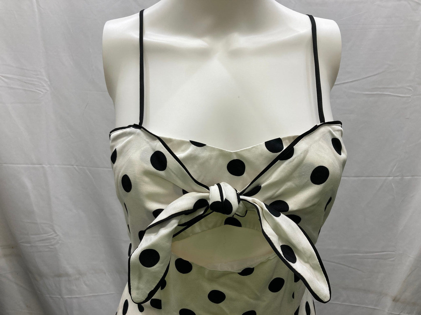 bardot-aubrey-tie-string-dress-white-polka-dot-ladies-sz-10-new