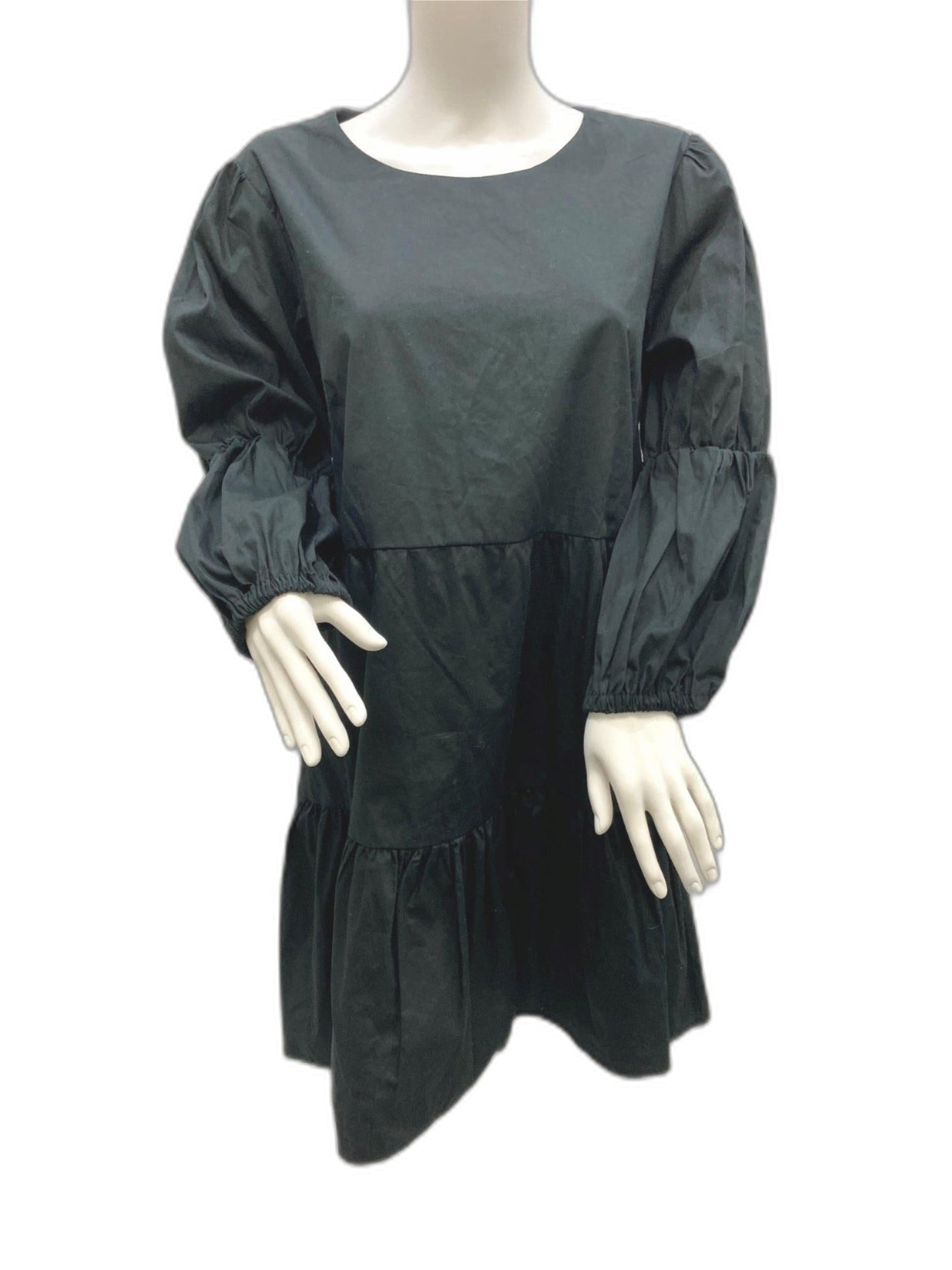 calli-katie-puffy-sleeves-mini-smock-dress-black-ladies-sz-18-new