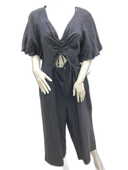 sheike-industry-puff-sleeves-jumpsuit-black-ladies-sz-16-new