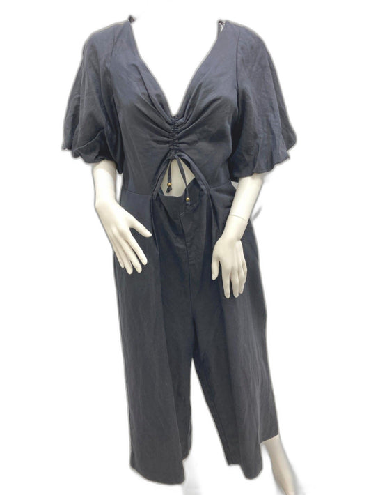 sheike-industry-puff-sleeves-jumpsuit-black-ladies-sz-16-new