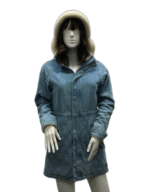 Ghanda Winter Denim Hooded Jacket Polyester Filling Ladies Sz Xs