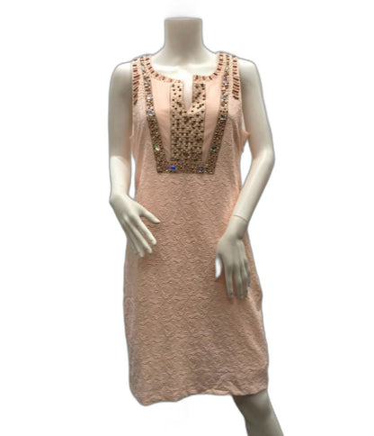 k-design-light-pink-patterned-bead-rhinestone-mini-dress-ladies-sz-l-new
