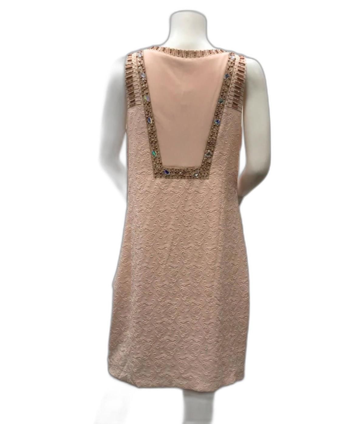 k-design-light-pink-patterned-bead-rhinestone-mini-dress-ladies-sz-l-new