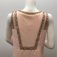 k-design-light-pink-patterned-bead-rhinestone-mini-dress-ladies-sz-l-new