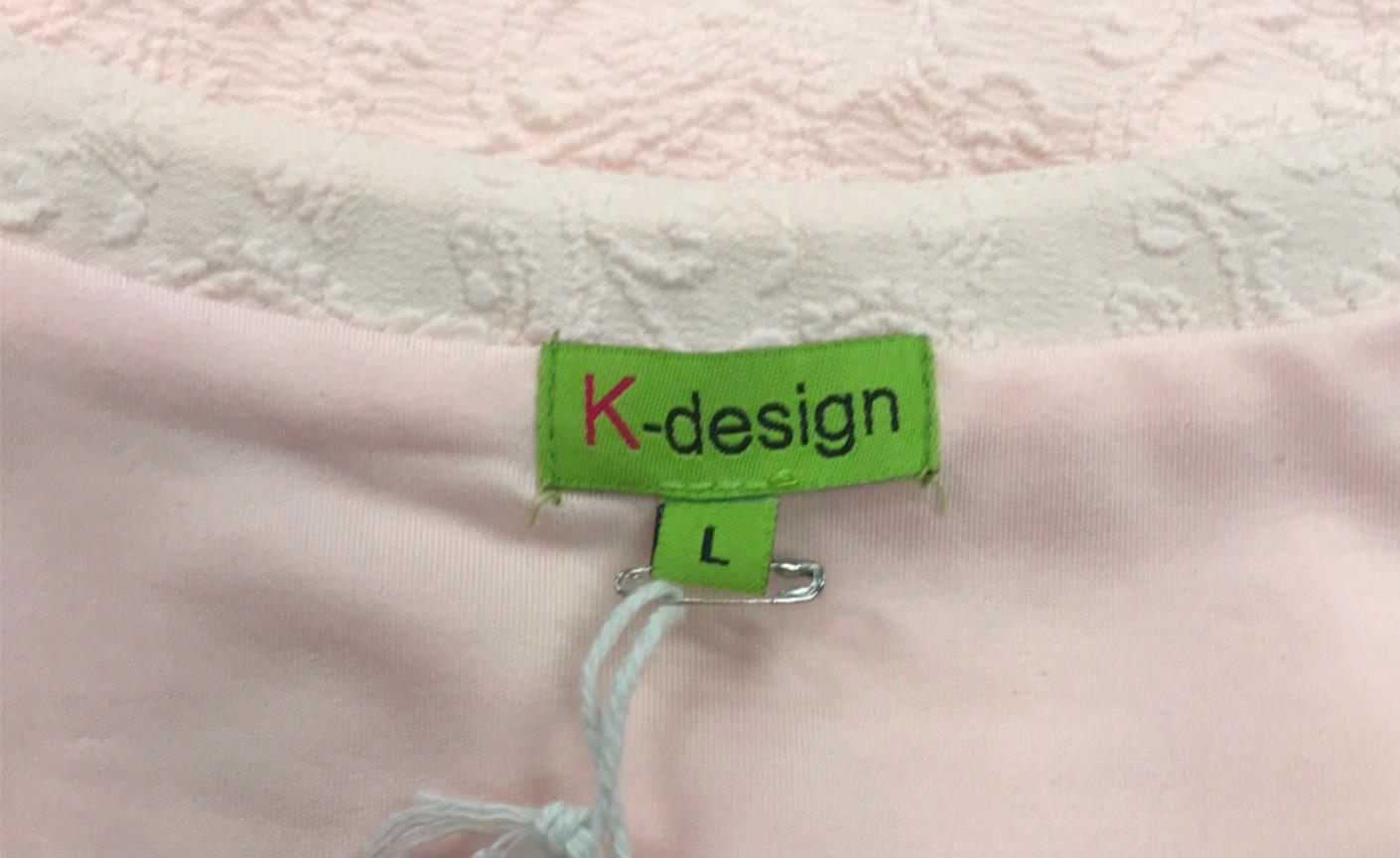 k-design-light-pink-patterned-bead-rhinestone-mini-dress-ladies-sz-l-new