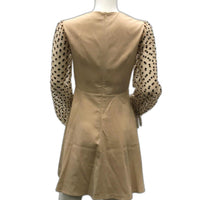 sentubila-beige-long-polka-dot-sleeve-mini-dress-zip-back-ladies-sz-s-new